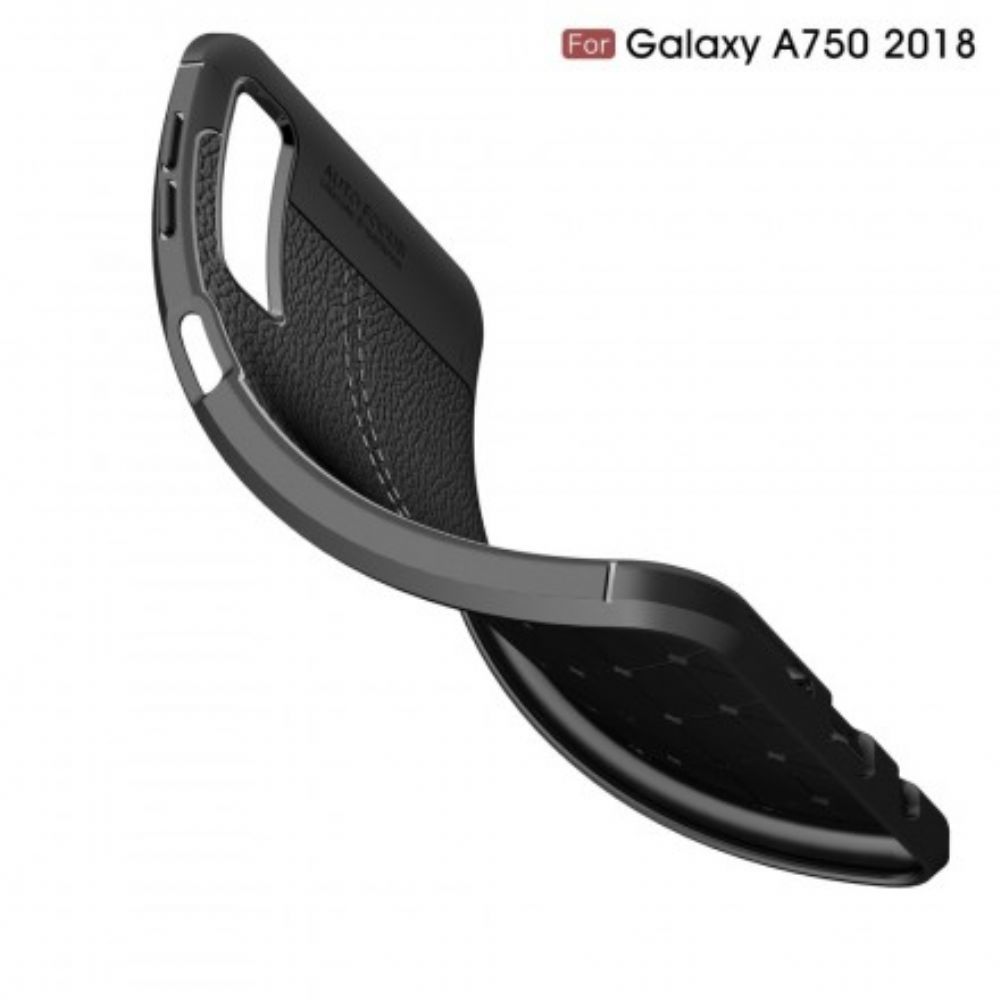 Hoesje voor Samsung Galaxy A7 Dubbele Lijn Litchi Leder Effect