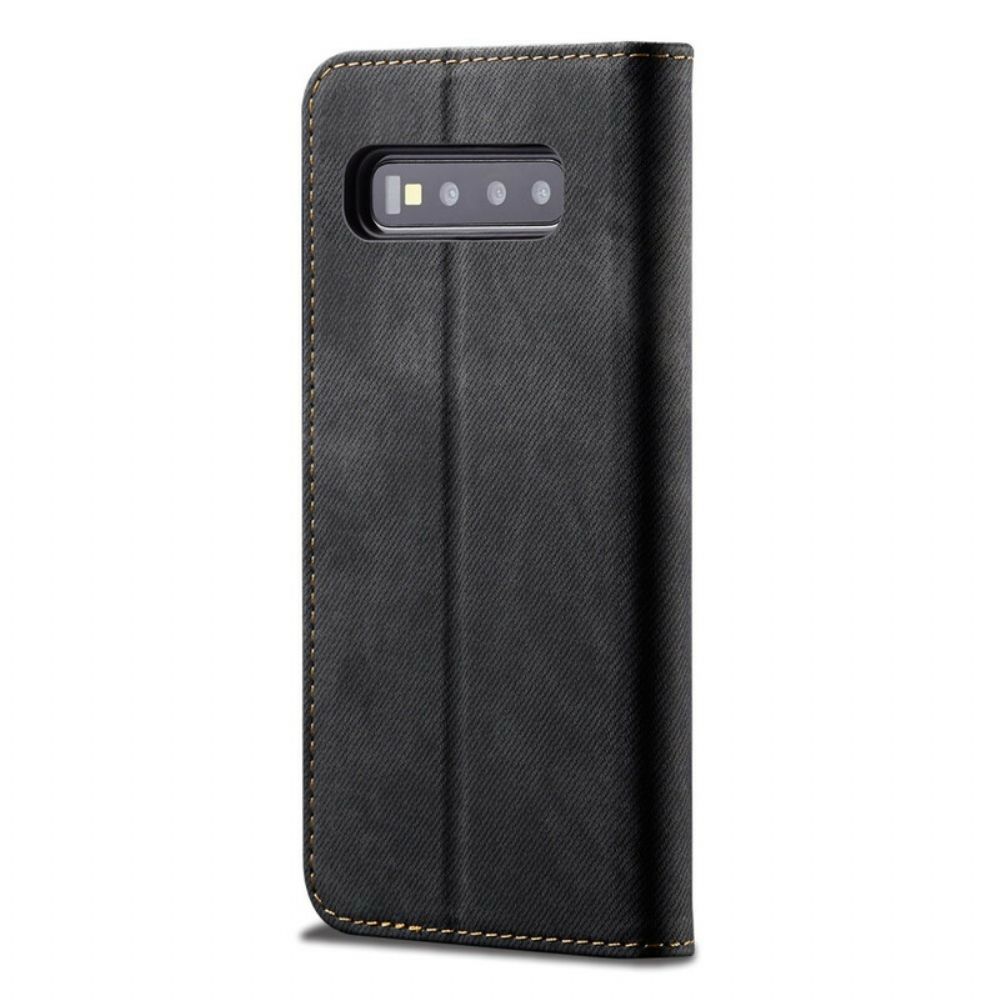 Bescherming Hoesje voor Samsung Galaxy S10 Folio-hoesje Denim Stof