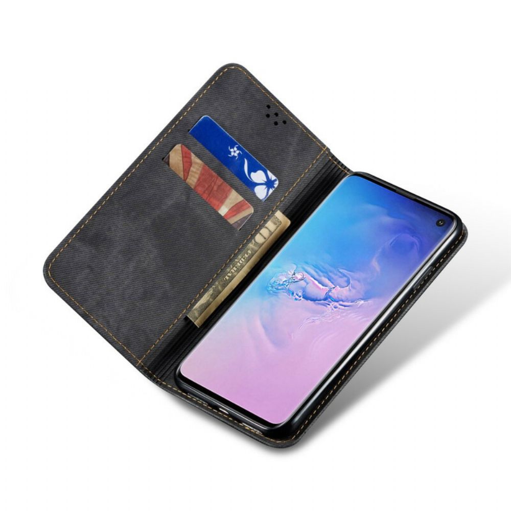 Bescherming Hoesje voor Samsung Galaxy S10 Folio-hoesje Denim Stof