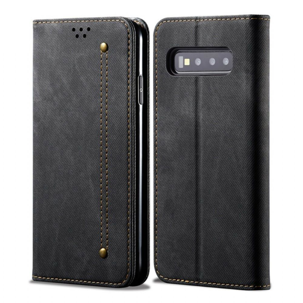 Bescherming Hoesje voor Samsung Galaxy S10 Folio-hoesje Denim Stof