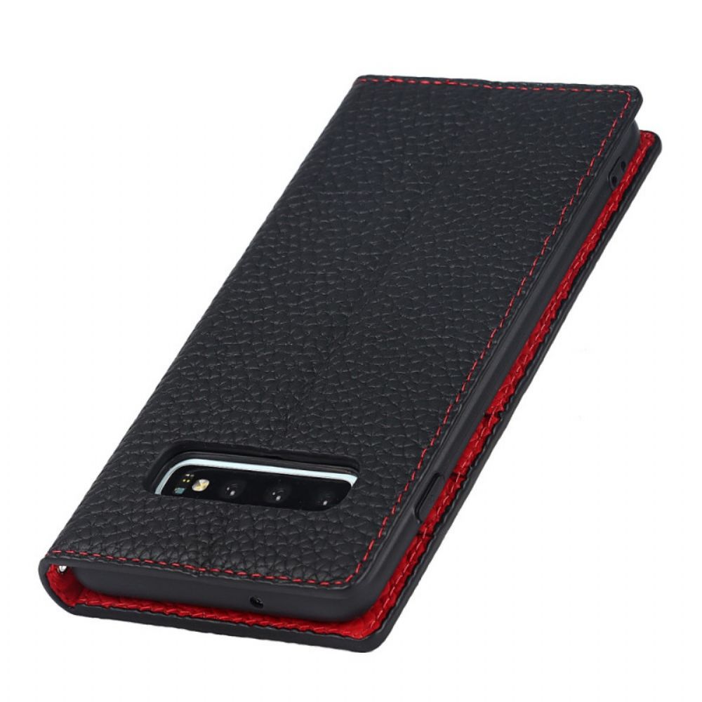 Bescherming Hoesje voor Samsung Galaxy S10 Met Ketting Folio-hoesje Echte Litchi Lederen Band