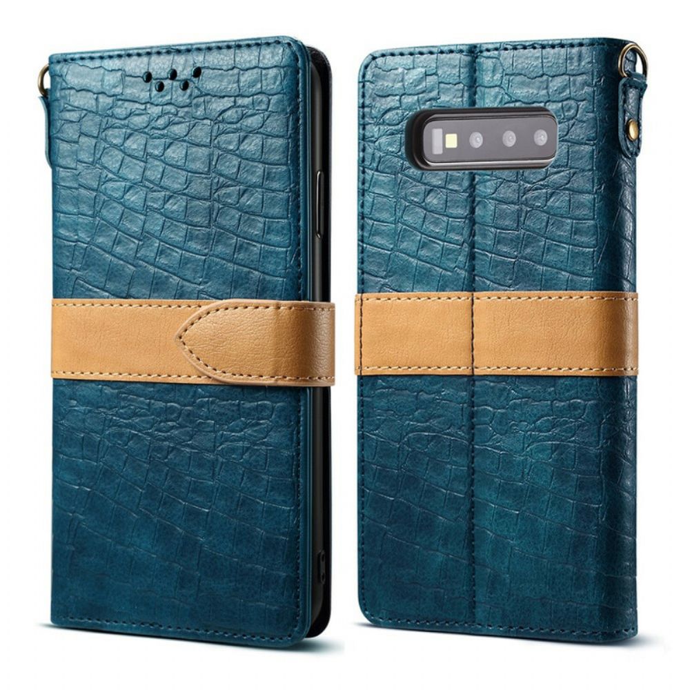 Flip Case voor Samsung Galaxy S10 Krok En Riem