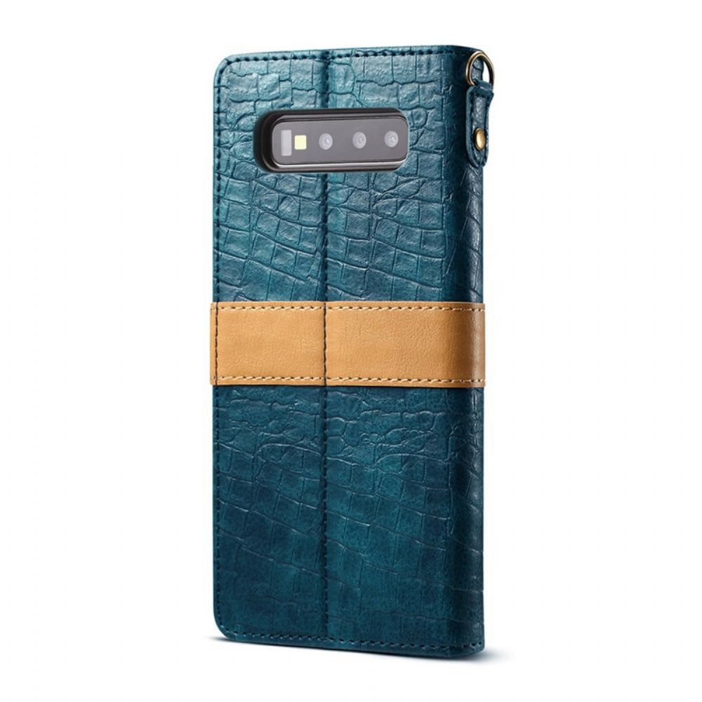 Flip Case voor Samsung Galaxy S10 Krok En Riem