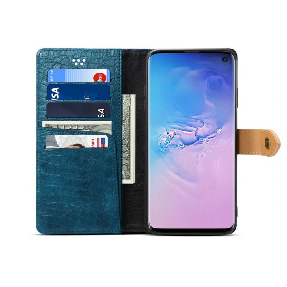 Flip Case voor Samsung Galaxy S10 Krok En Riem