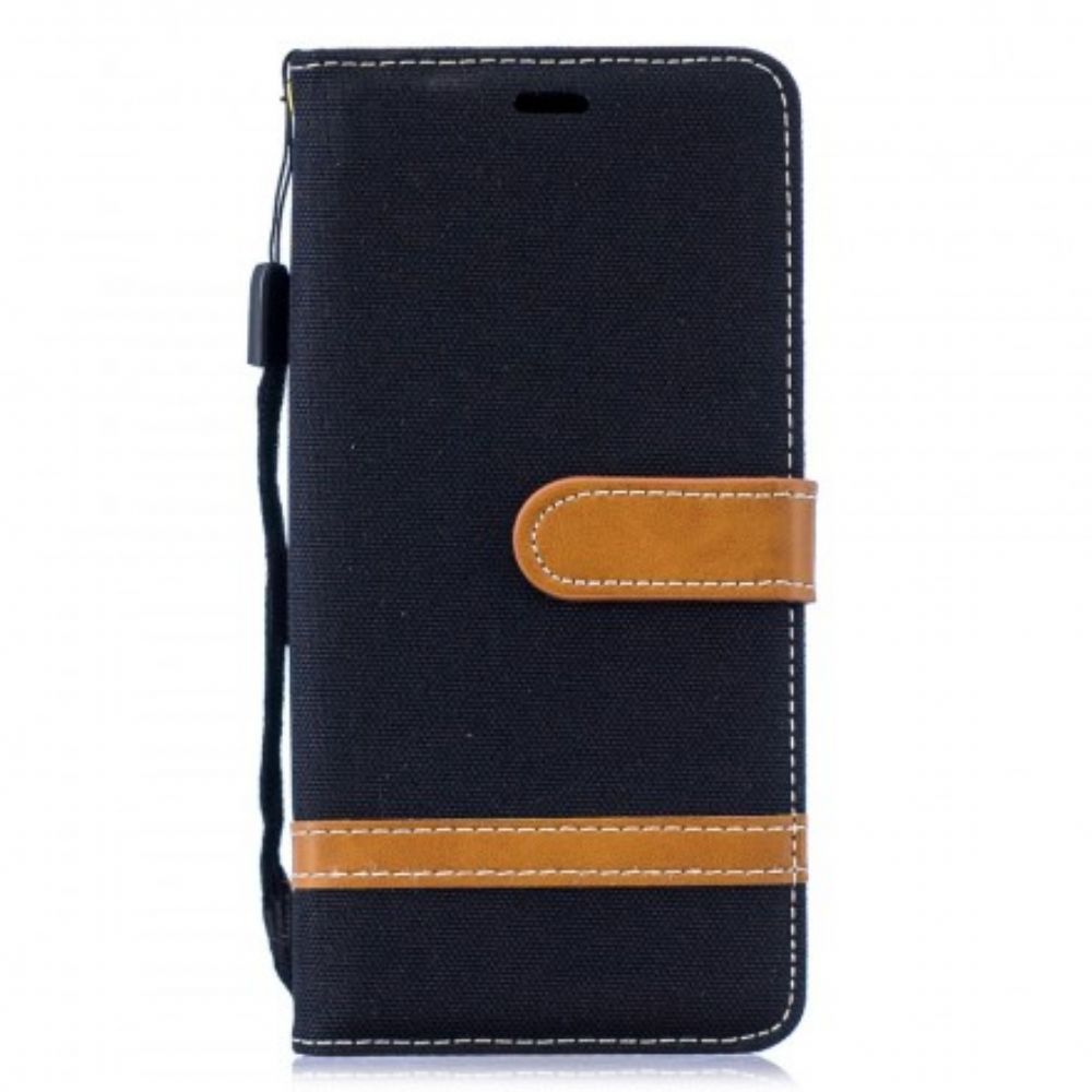 Flip Case voor Samsung Galaxy S10 Met Ketting Stof En Lederlook Band