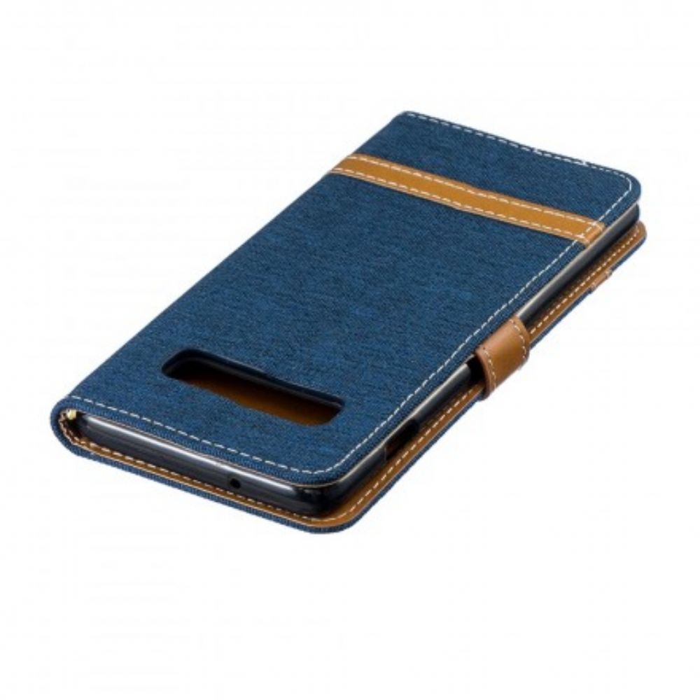 Flip Case voor Samsung Galaxy S10 Met Ketting Stof En Lederlook Band