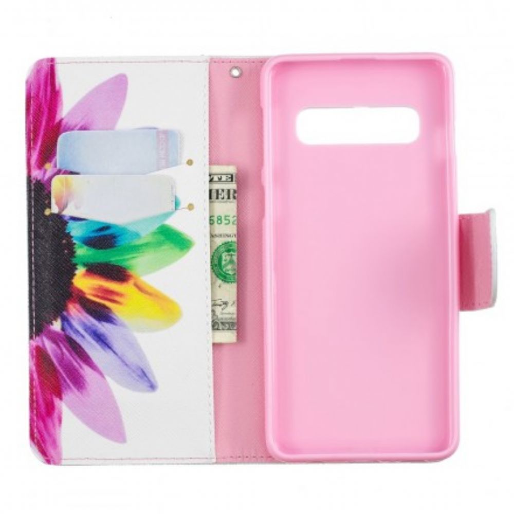 Folio-hoesje voor Samsung Galaxy S10 Aquarel Bloem