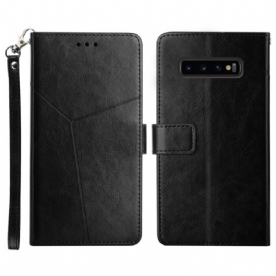 Folio-hoesje voor Samsung Galaxy S10 Geo Y Design Lederen Stijl