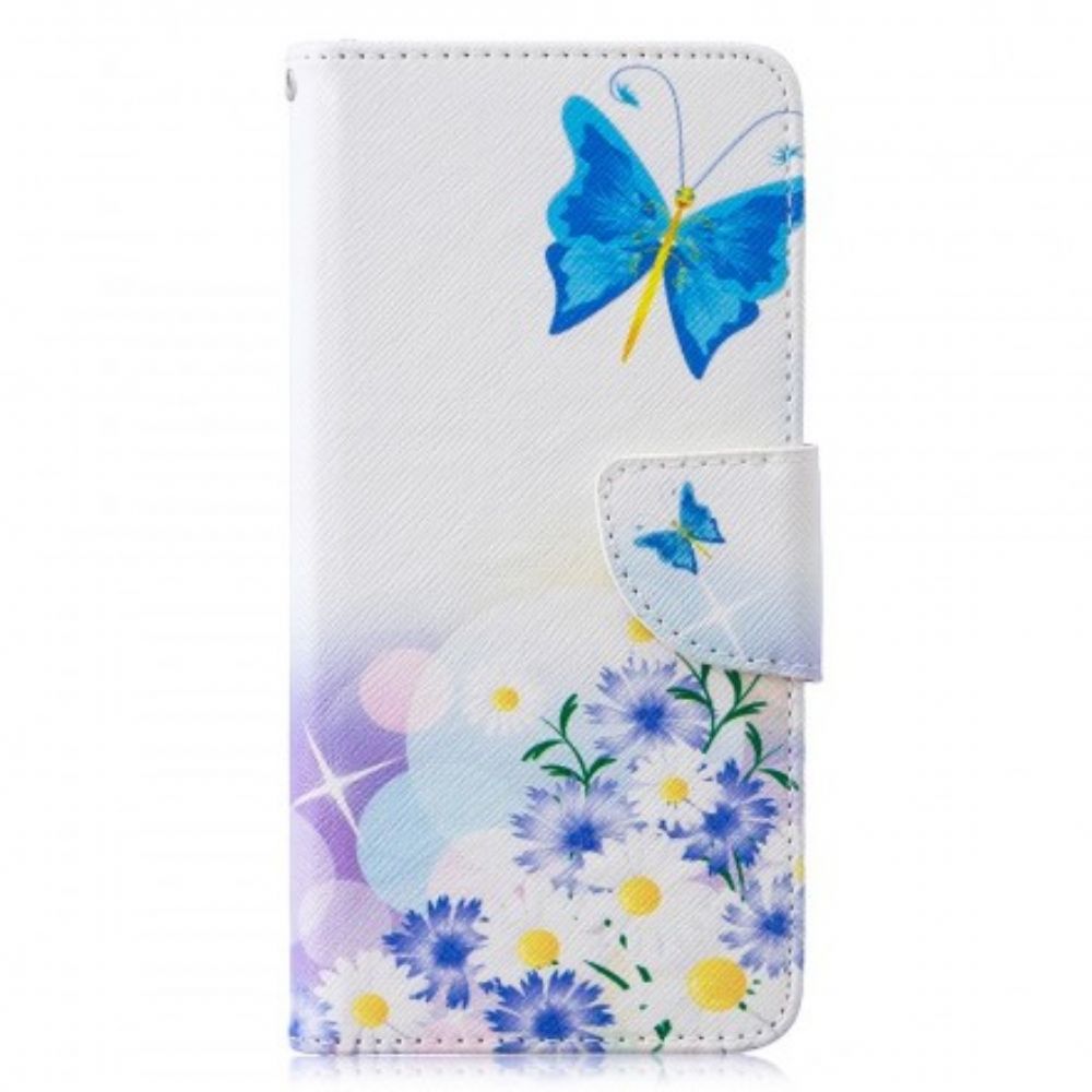 Folio-hoesje voor Samsung Galaxy S10 Geschilderde Vlinders En Bloemen