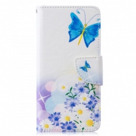 Folio-hoesje voor Samsung Galaxy S10 Geschilderde Vlinders En Bloemen