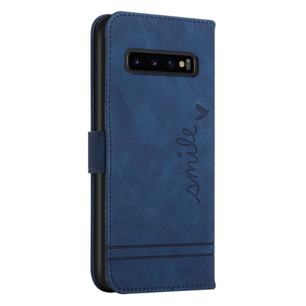 Folio-hoesje voor Samsung Galaxy S10 Glimlach Met Lanyard