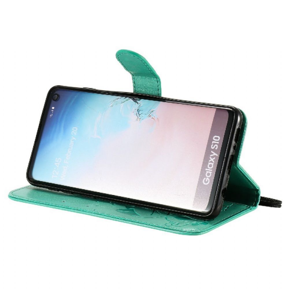 Folio-hoesje voor Samsung Galaxy S10 Met Ketting Kat En Bij Met Riem