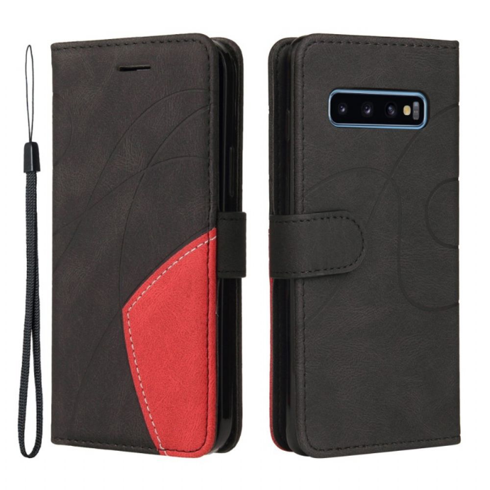 Folio-hoesje voor Samsung Galaxy S10 Signature Tweekleurig Kunstleer