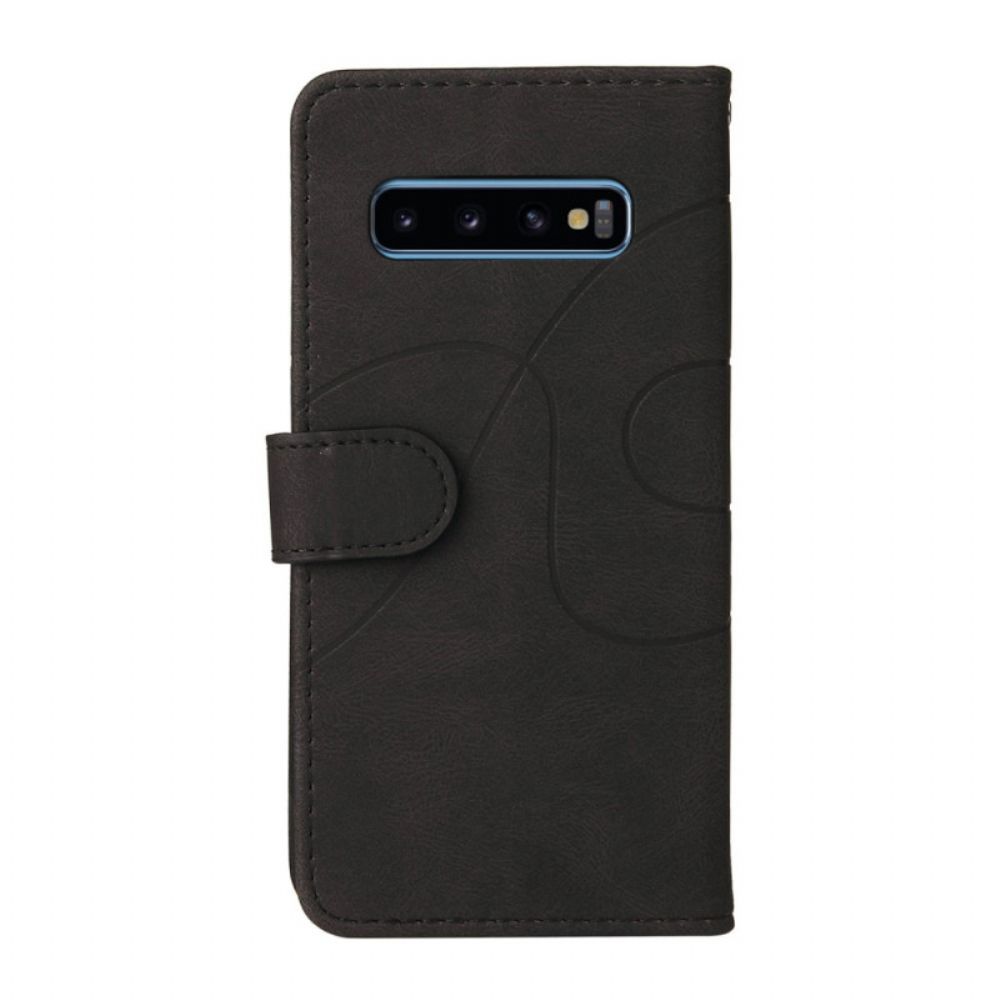 Folio-hoesje voor Samsung Galaxy S10 Signature Tweekleurig Kunstleer