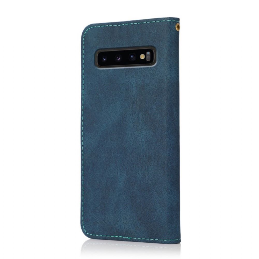 Folio-hoesje voor Samsung Galaxy S10 Tweekleurige Kunstleer Driehoek