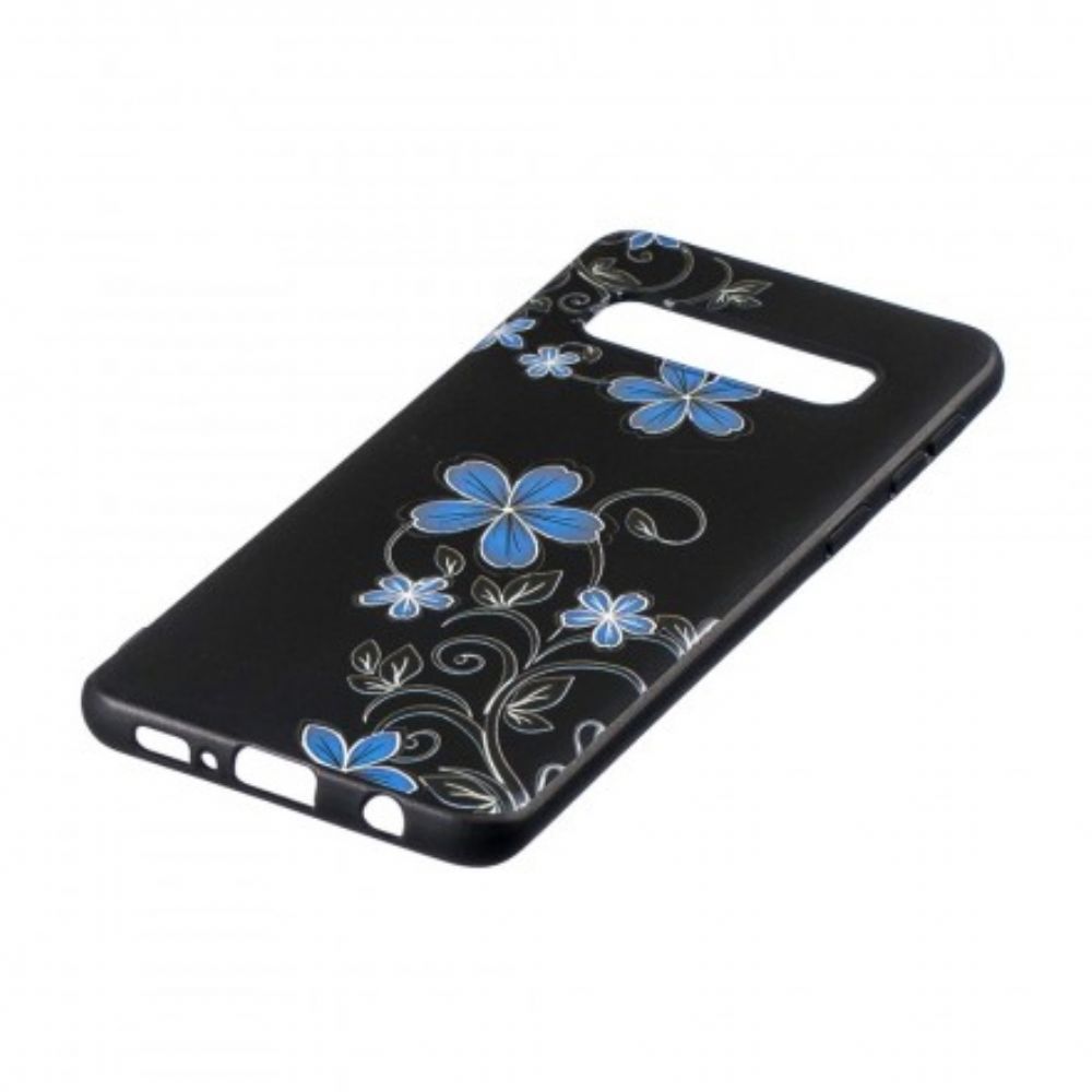 Hoesje voor Samsung Galaxy S10 Blauwe Bloemen