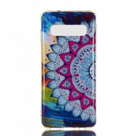 Hoesje voor Samsung Galaxy S10 Fluorescerende Mandala