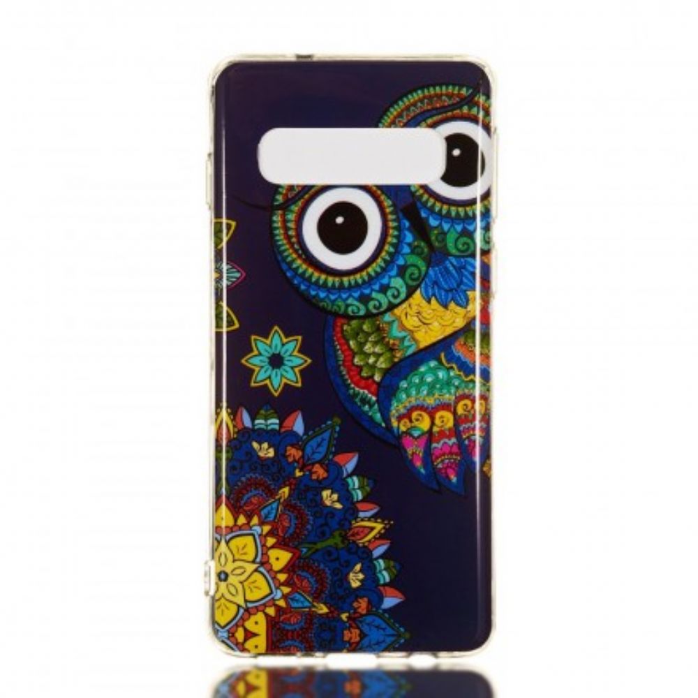 Hoesje voor Samsung Galaxy S10 Fluorescerende Mandala Uil