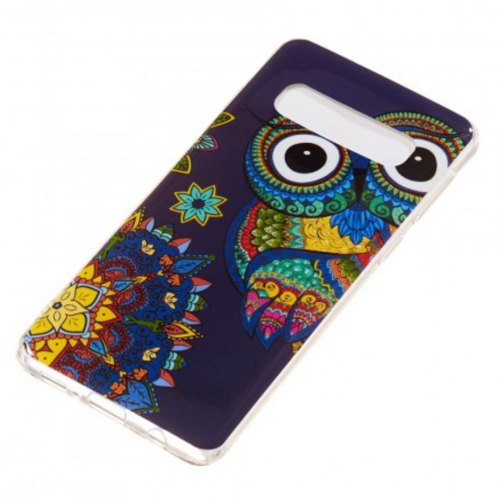 Hoesje voor Samsung Galaxy S10 Fluorescerende Mandala Uil