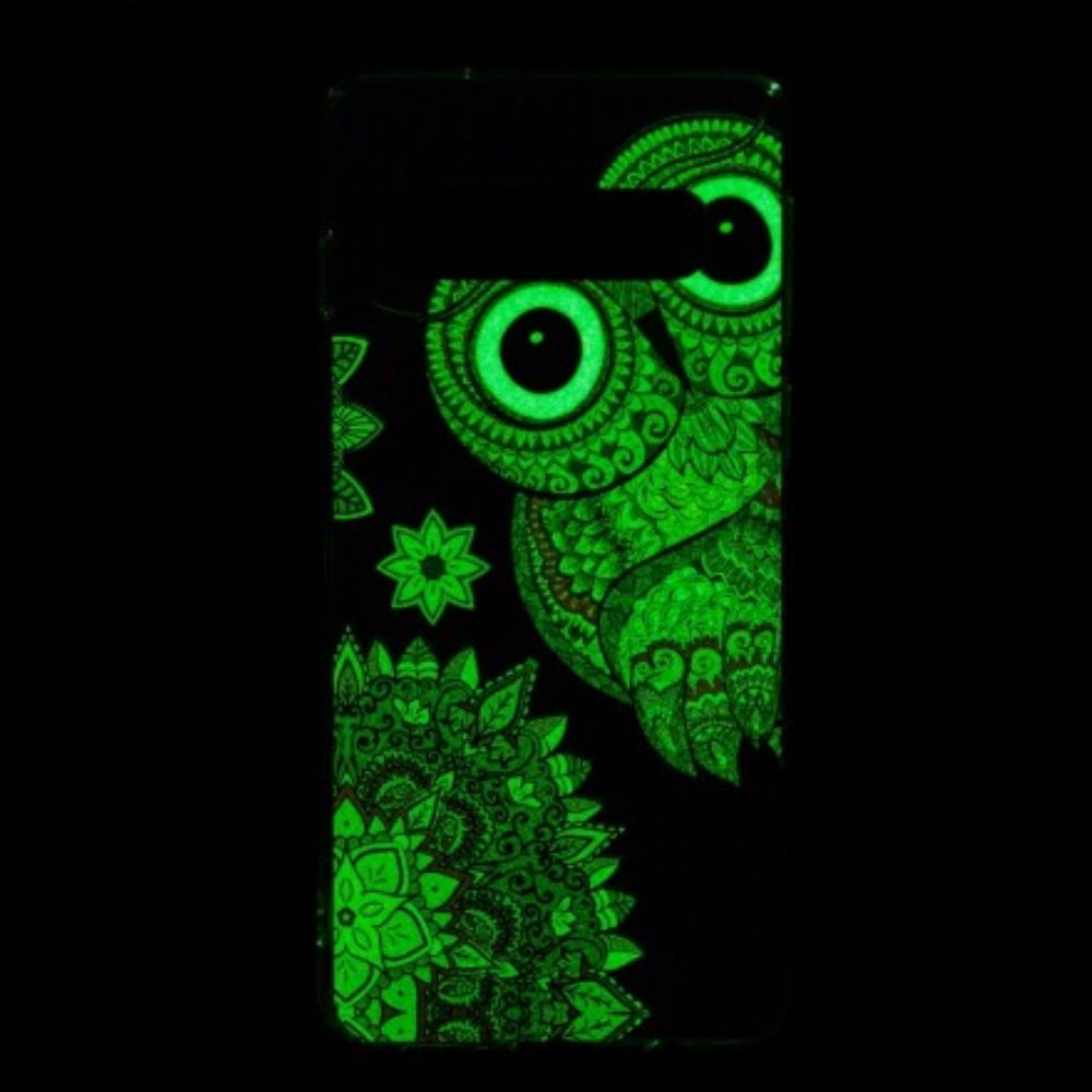 Hoesje voor Samsung Galaxy S10 Fluorescerende Mandala Uil