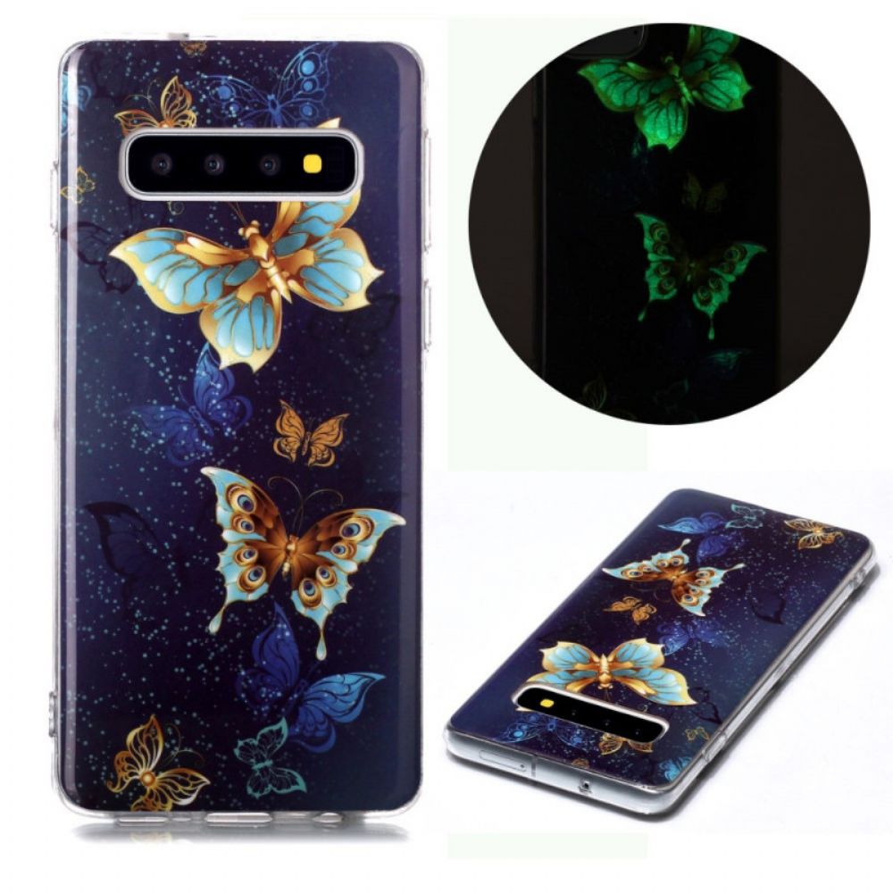 Hoesje voor Samsung Galaxy S10 Fluorescerende Vlinders