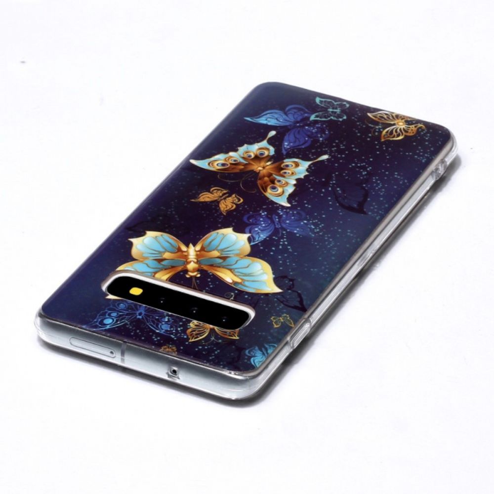 Hoesje voor Samsung Galaxy S10 Fluorescerende Vlinders