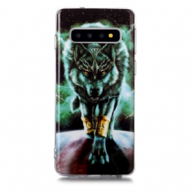 Hoesje voor Samsung Galaxy S10 Fluorescerende Wolf