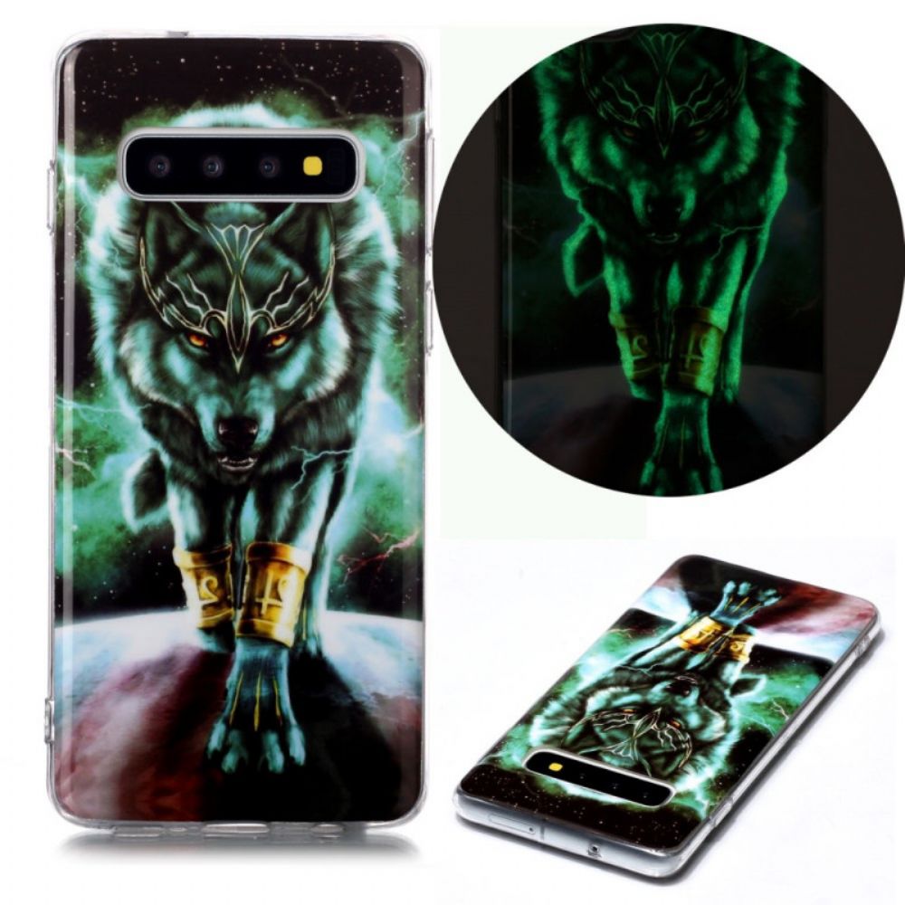 Hoesje voor Samsung Galaxy S10 Fluorescerende Wolf