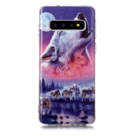 Hoesje voor Samsung Galaxy S10 Fluorescerende Wolf Pack