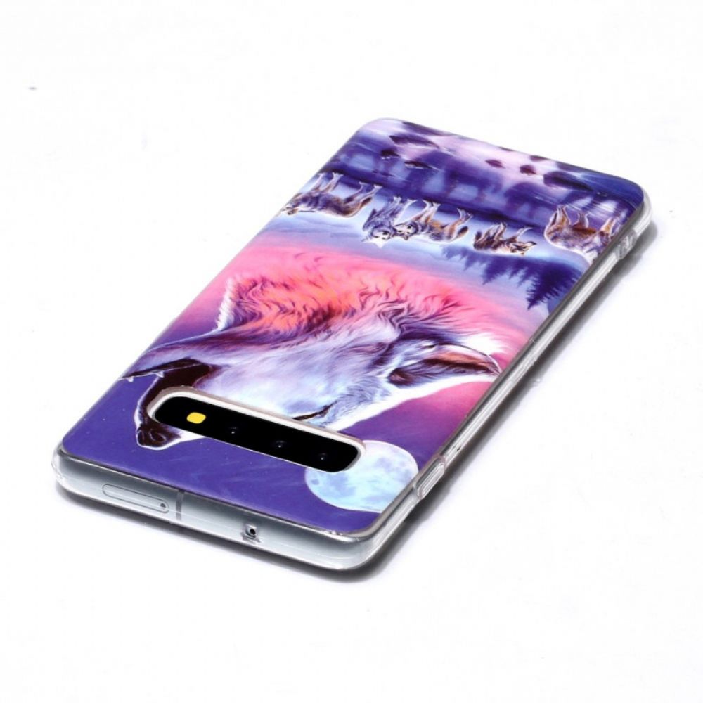 Hoesje voor Samsung Galaxy S10 Fluorescerende Wolf Pack