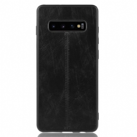 Hoesje voor Samsung Galaxy S10 Naad Leereffect