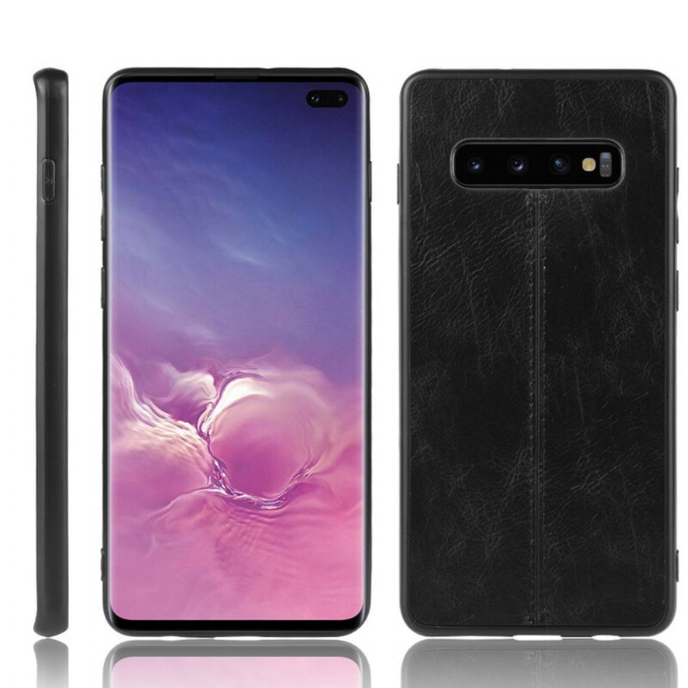 Hoesje voor Samsung Galaxy S10 Naad Leereffect