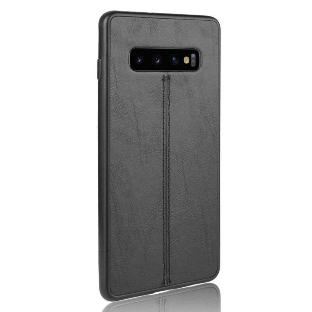 Hoesje voor Samsung Galaxy S10 Naad Leereffect