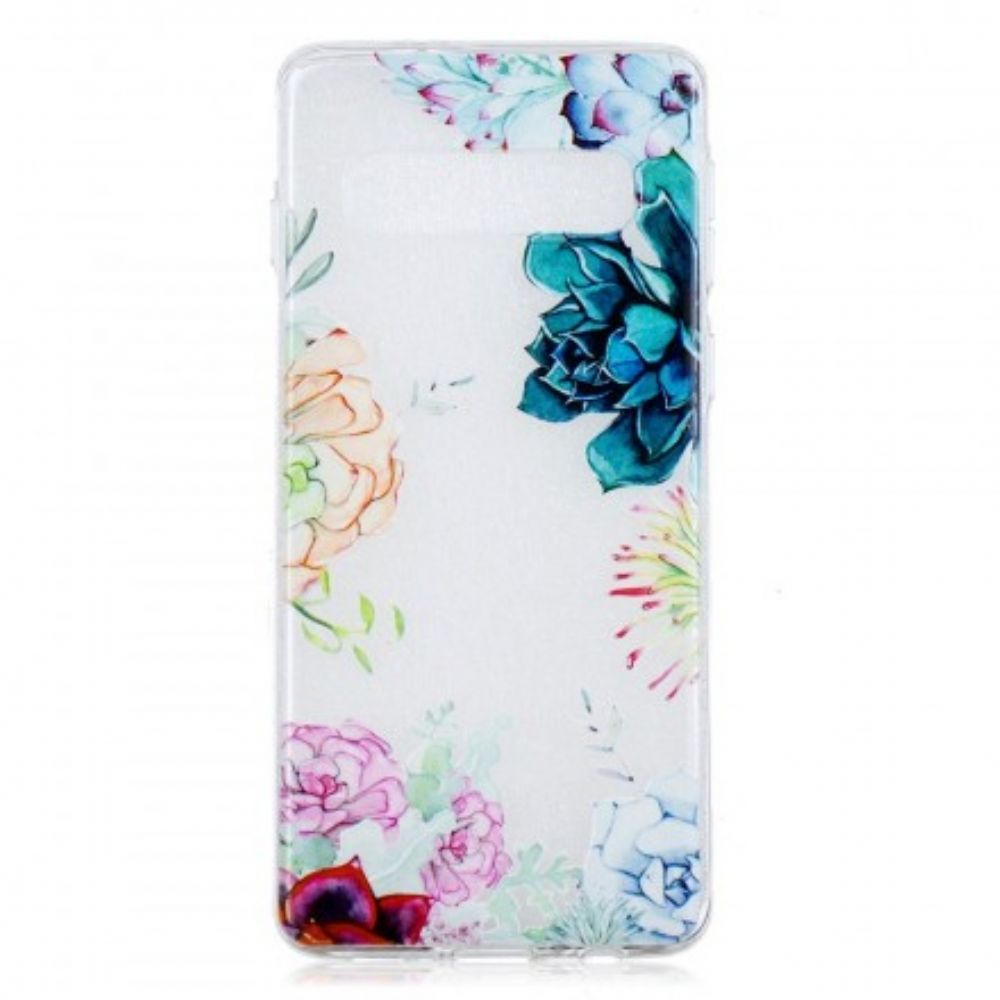 Hoesje voor Samsung Galaxy S10 Naadloze Aquarelbloemen