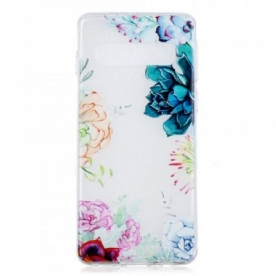 Hoesje voor Samsung Galaxy S10 Naadloze Aquarelbloemen