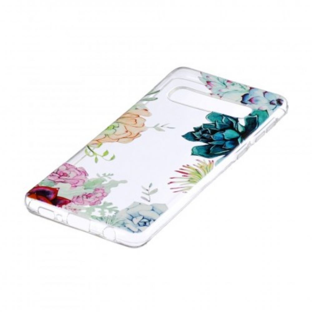 Hoesje voor Samsung Galaxy S10 Naadloze Aquarelbloemen