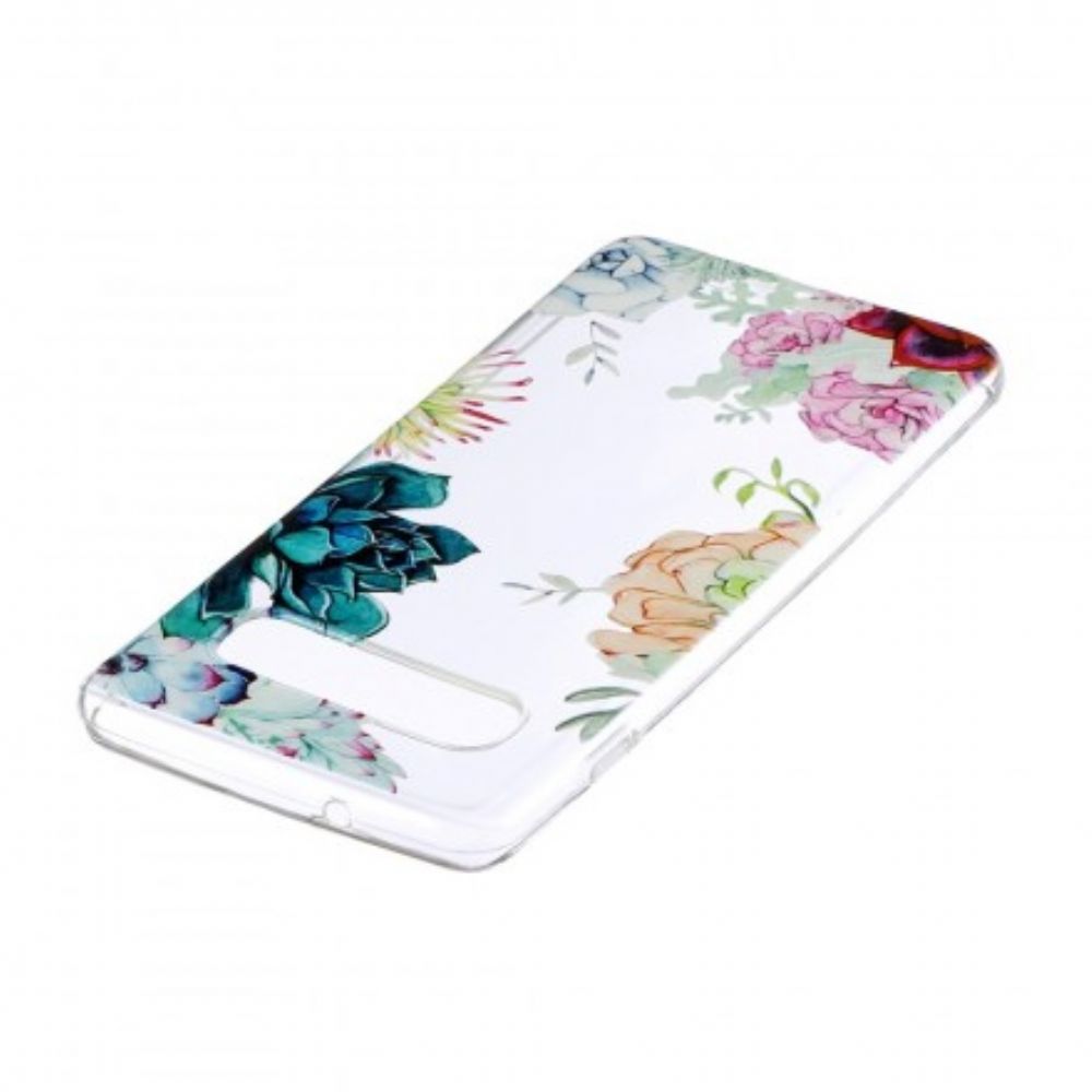 Hoesje voor Samsung Galaxy S10 Naadloze Aquarelbloemen