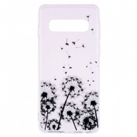 Hoesje voor Samsung Galaxy S10 Transparante Zwarte Paardebloemen