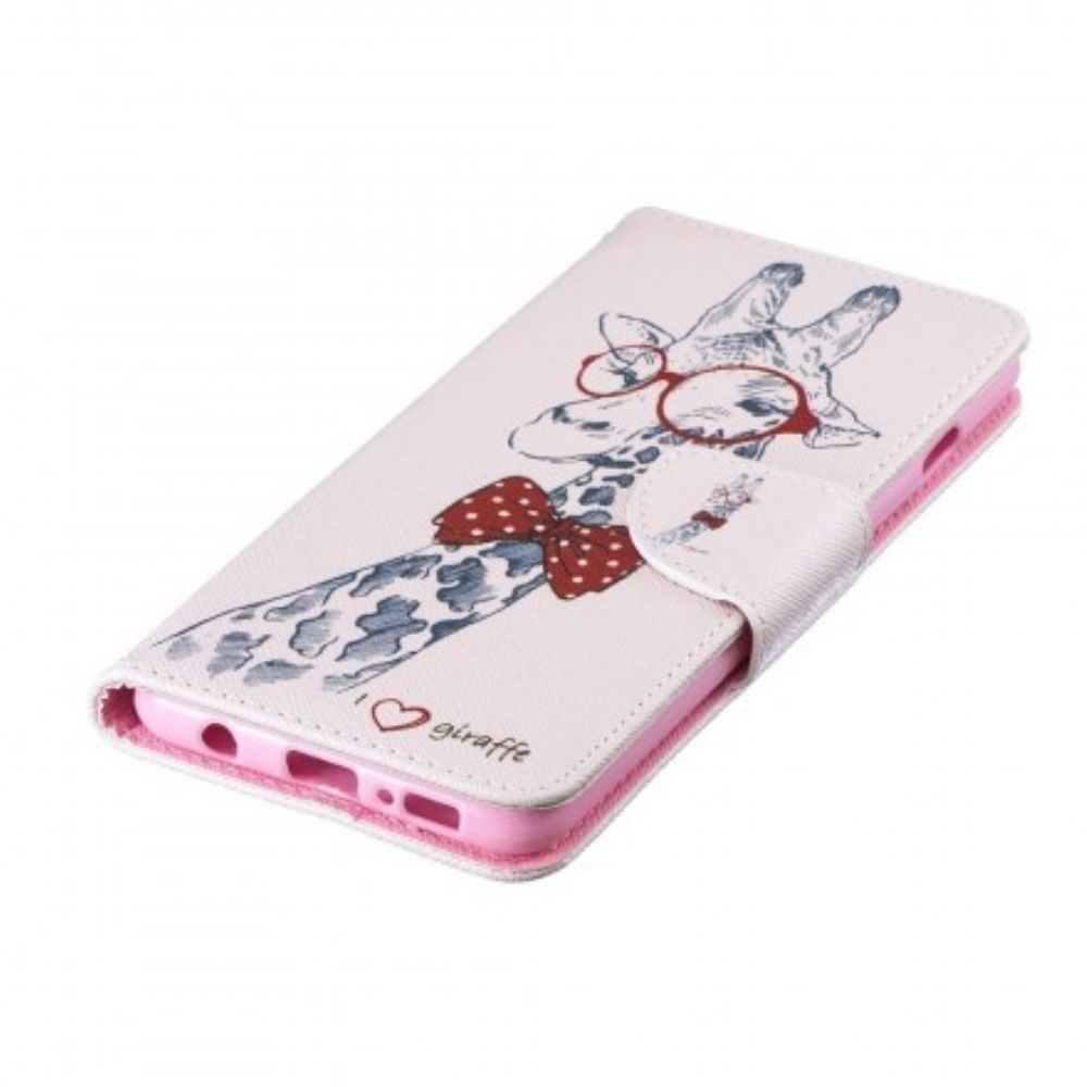 Leren Hoesje voor Samsung Galaxy S10 Nerdy Giraf