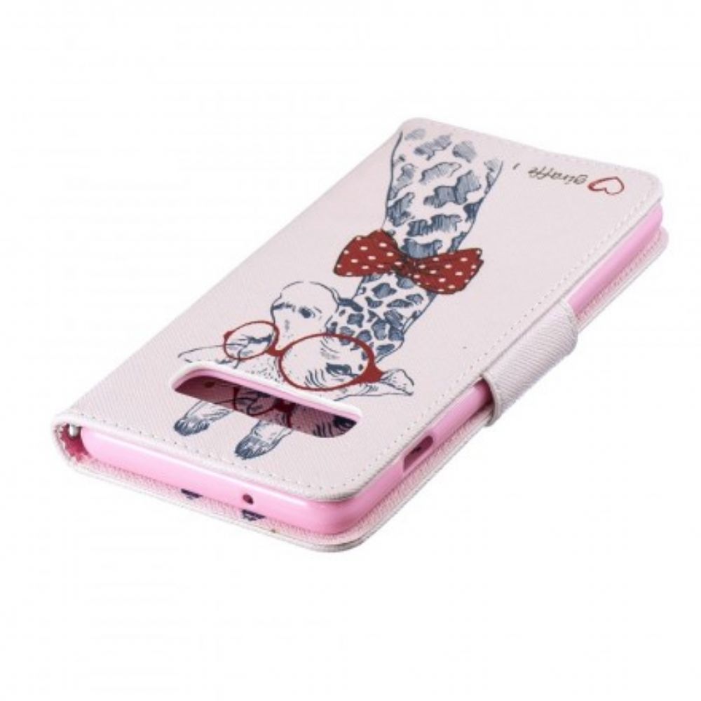 Leren Hoesje voor Samsung Galaxy S10 Nerdy Giraf