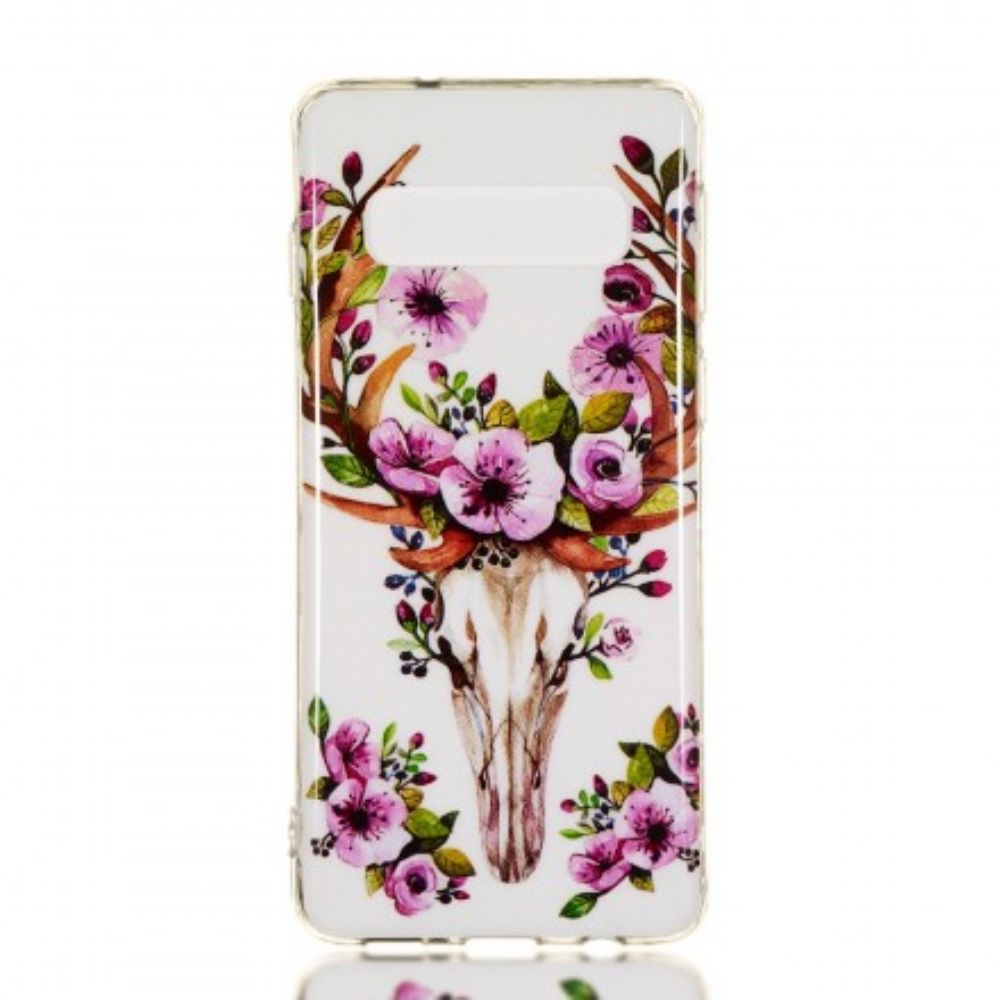 Telefoonhoesje voor Samsung Galaxy S10 Fluorescerende Eland Met Bloemen