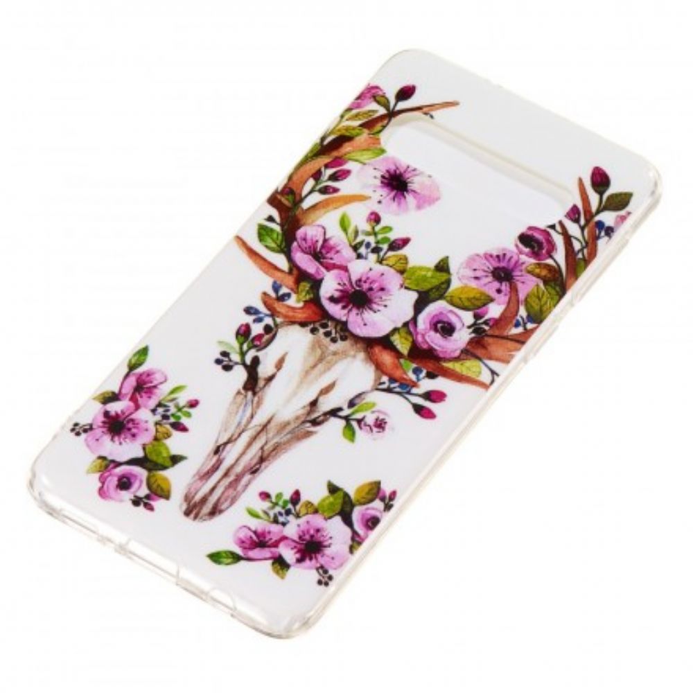 Telefoonhoesje voor Samsung Galaxy S10 Fluorescerende Eland Met Bloemen