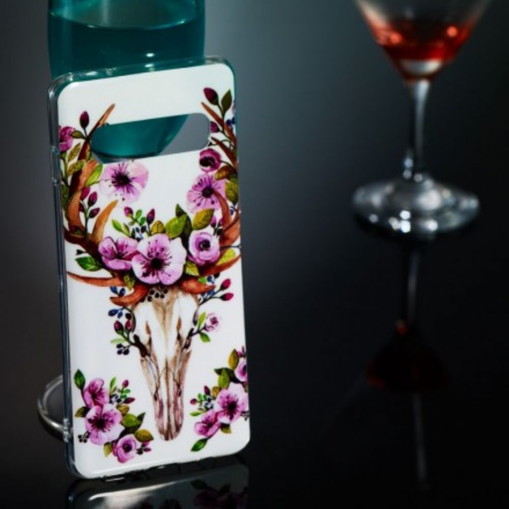 Telefoonhoesje voor Samsung Galaxy S10 Fluorescerende Eland Met Bloemen