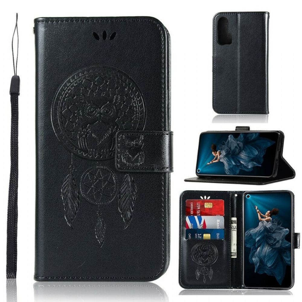 Folio-hoesje voor Honor 20 Pro Uil Dromenvanger Leereffect