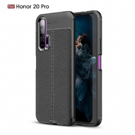 Hoesje voor Honor 20 Pro Dubbele Lijn Litchi Leder Effect