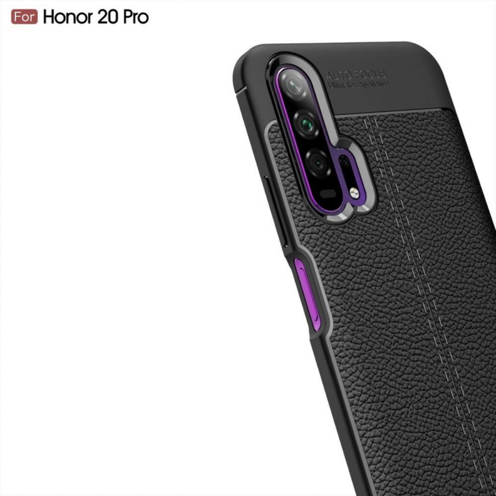 Hoesje voor Honor 20 Pro Dubbele Lijn Litchi Leder Effect