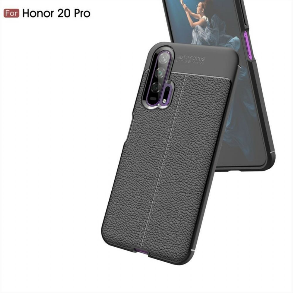 Hoesje voor Honor 20 Pro Dubbele Lijn Litchi Leder Effect