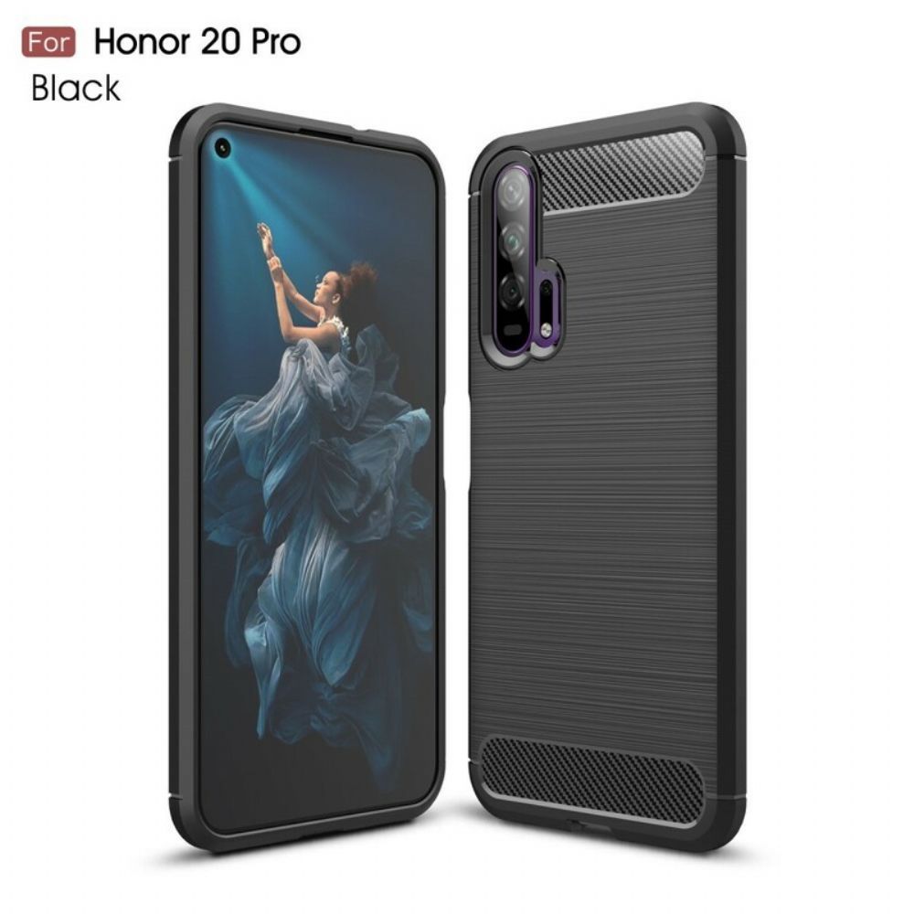 Hoesje voor Honor 20 Pro Geborstelde Koolstofvezel