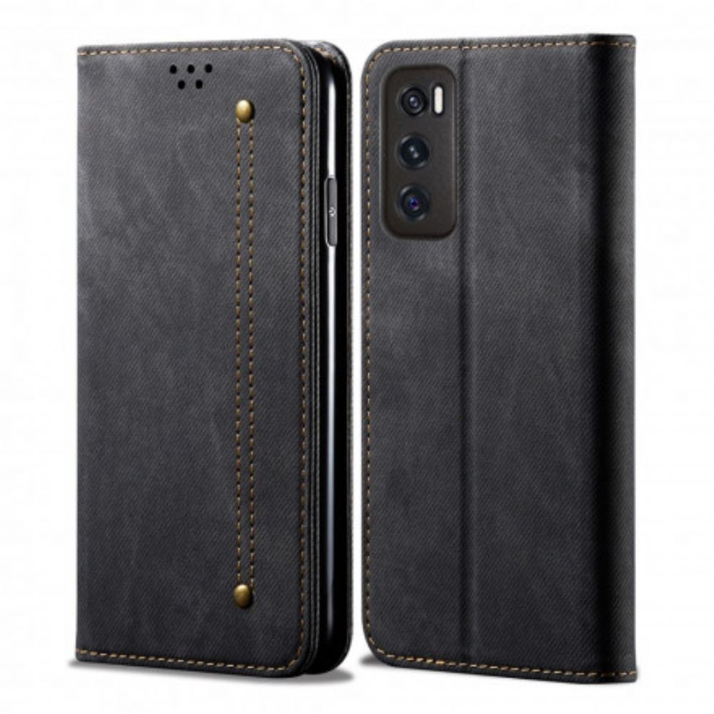 Bescherming Hoesje voor Vivo Y70 Folio-hoesje Denim Stof