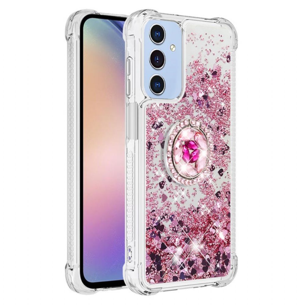 Case Hoesje Samsung Galaxy A15 5g Telefoonhoesje Steunring Met Vloeibare Glitter